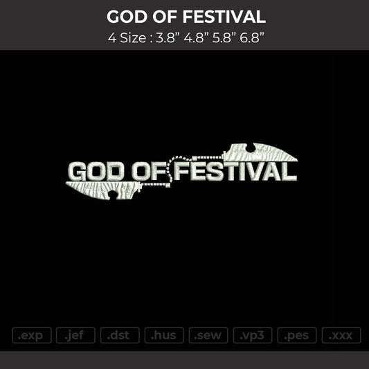 God Of Festival Embroidery File 4 size