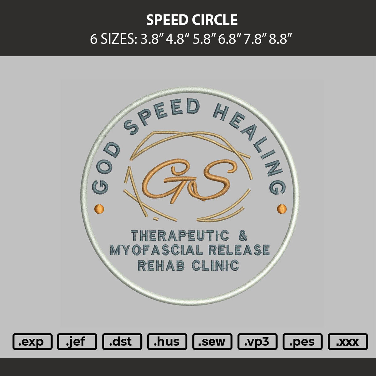 Speed Circle Embroidery Machine Design File 6 sizes