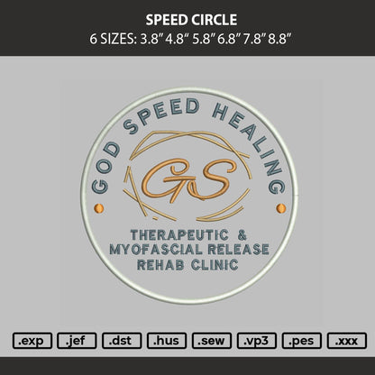 Speed Circle Embroidery Machine Design File 6 sizes