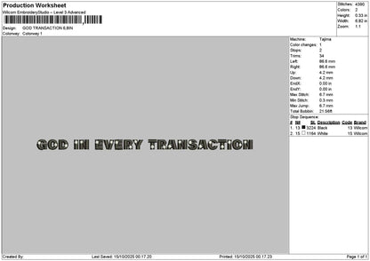 Godtext 1510 Embroidery File 6 sizes
