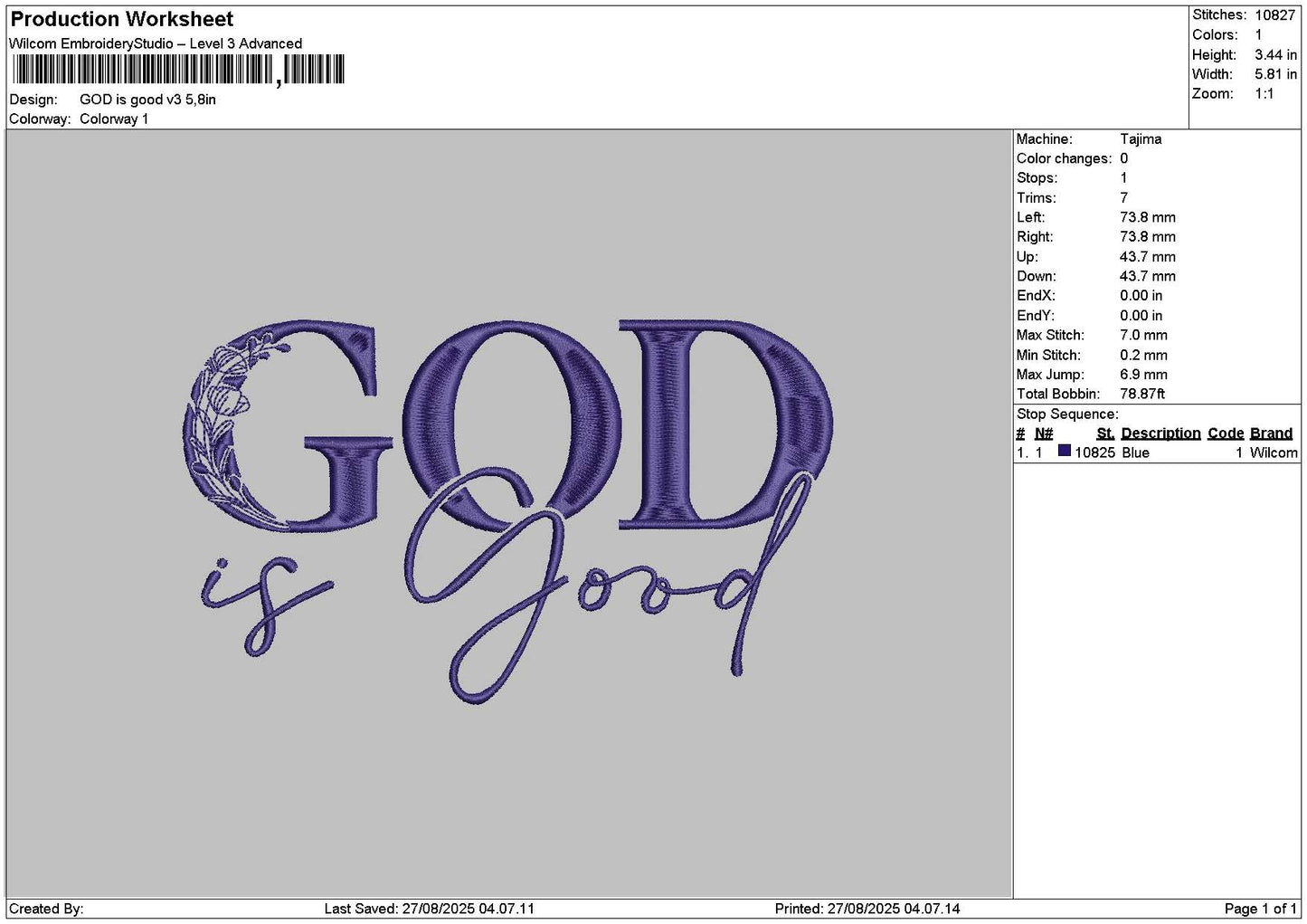 Godtext V3 Embroider File 6 sizes