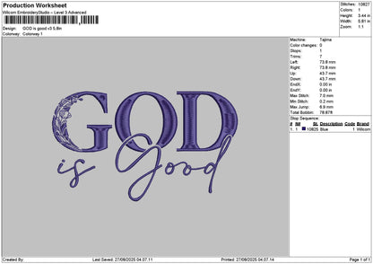 Godtext V3 Embroider File 6 sizes