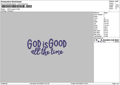 Godtext Good Embroidery File 6 Sizes