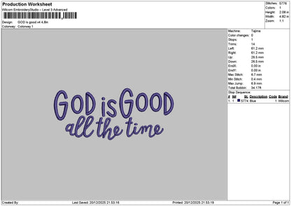 Godtext Good Embroidery File 6 Sizes
