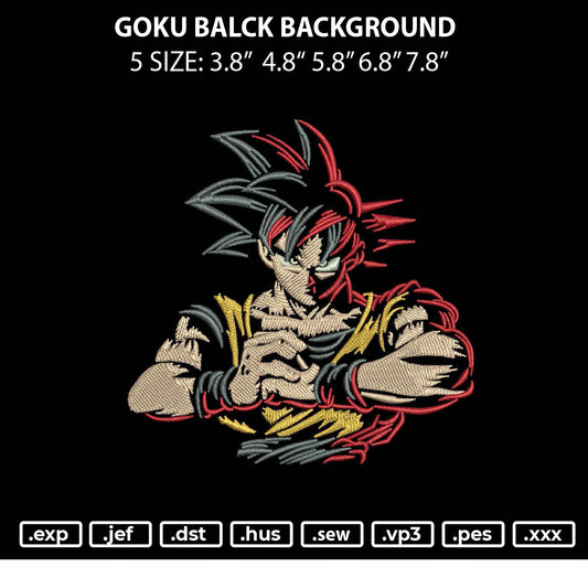 Goku Balck Background Embroidery File 5 sizes