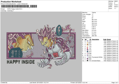 Goku Happy Inside Embroidery File 4 size