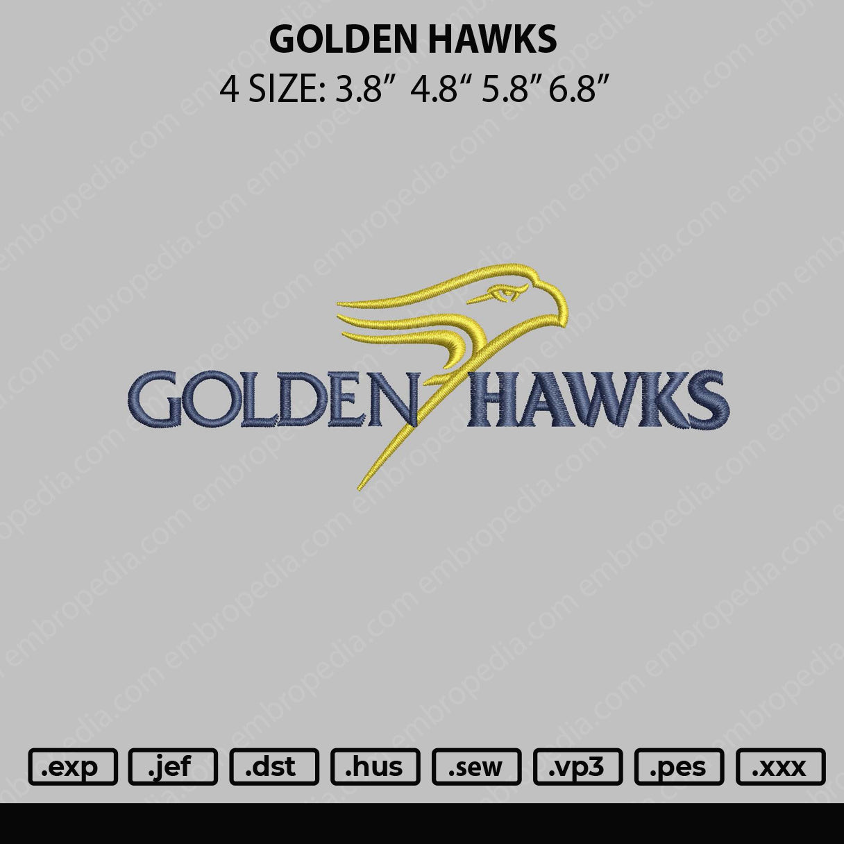 Golden Hawks Embroidery File 4 sizes