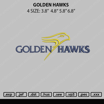 Golden Hawks Embroidery File 4 sizes