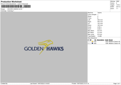 Golden Hawks Embroidery File 4 sizes