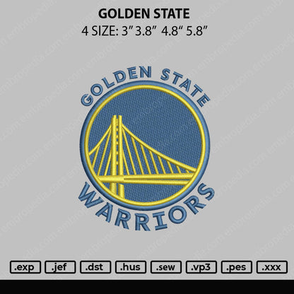 Golden State Embroidery File 4 size