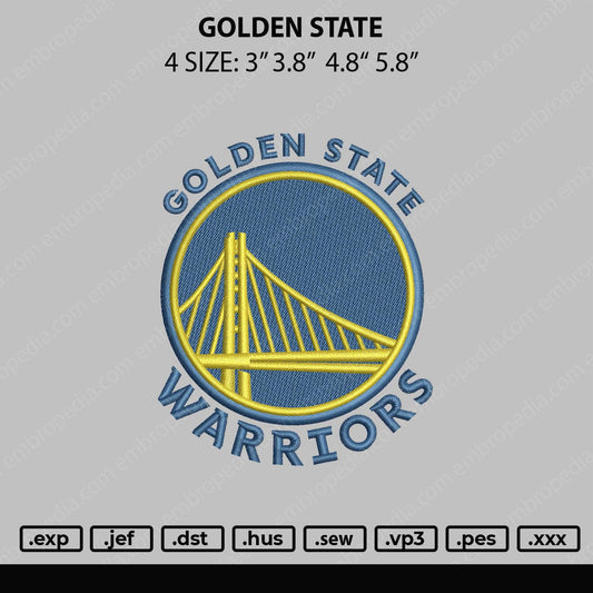 Golden State Embroidery File 4 size
