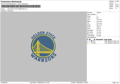 Golden State Embroidery File 4 size
