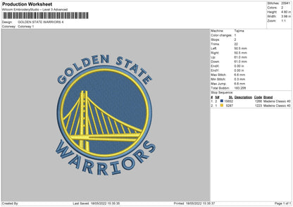 Golden State Embroidery File 4 size