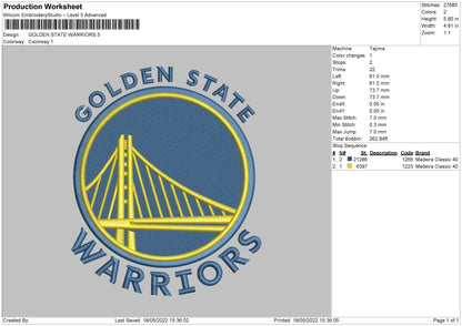 Golden State Embroidery File 4 size