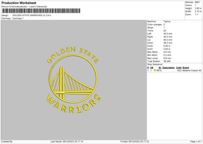 Golden State Embroidery File 6 sizes