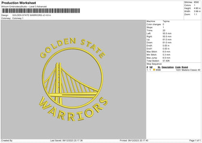 Golden State Embroidery File 6 sizes