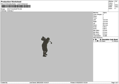 Golf0103 Embroidery File 6 sizes