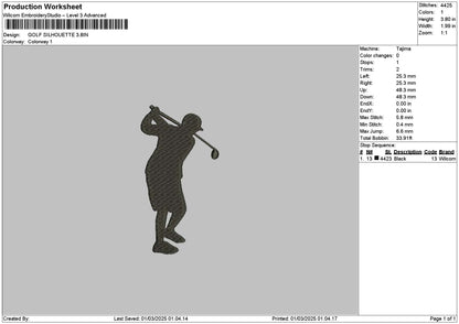 Golf0103 Embroidery File 6 sizes