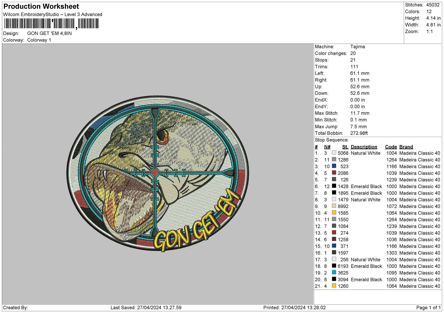 Fishcircle Embroidery File 6 sizes