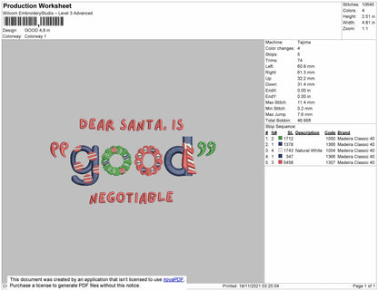 Dear Santa Embroidery File 4 size