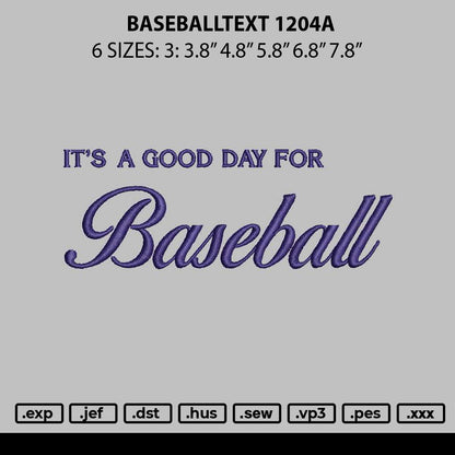 Baseballtext 1204a Embroidery File 6 sizes
