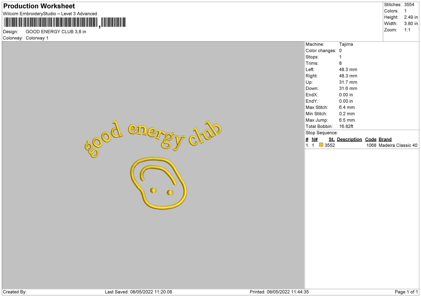 Good Energy Club Embroidery File 4 size