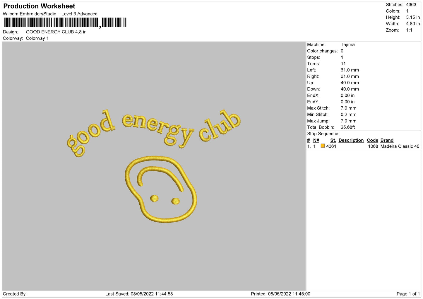 Good Energy Club Embroidery File 4 size