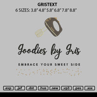 Gristext Embroidery File 6 sizes