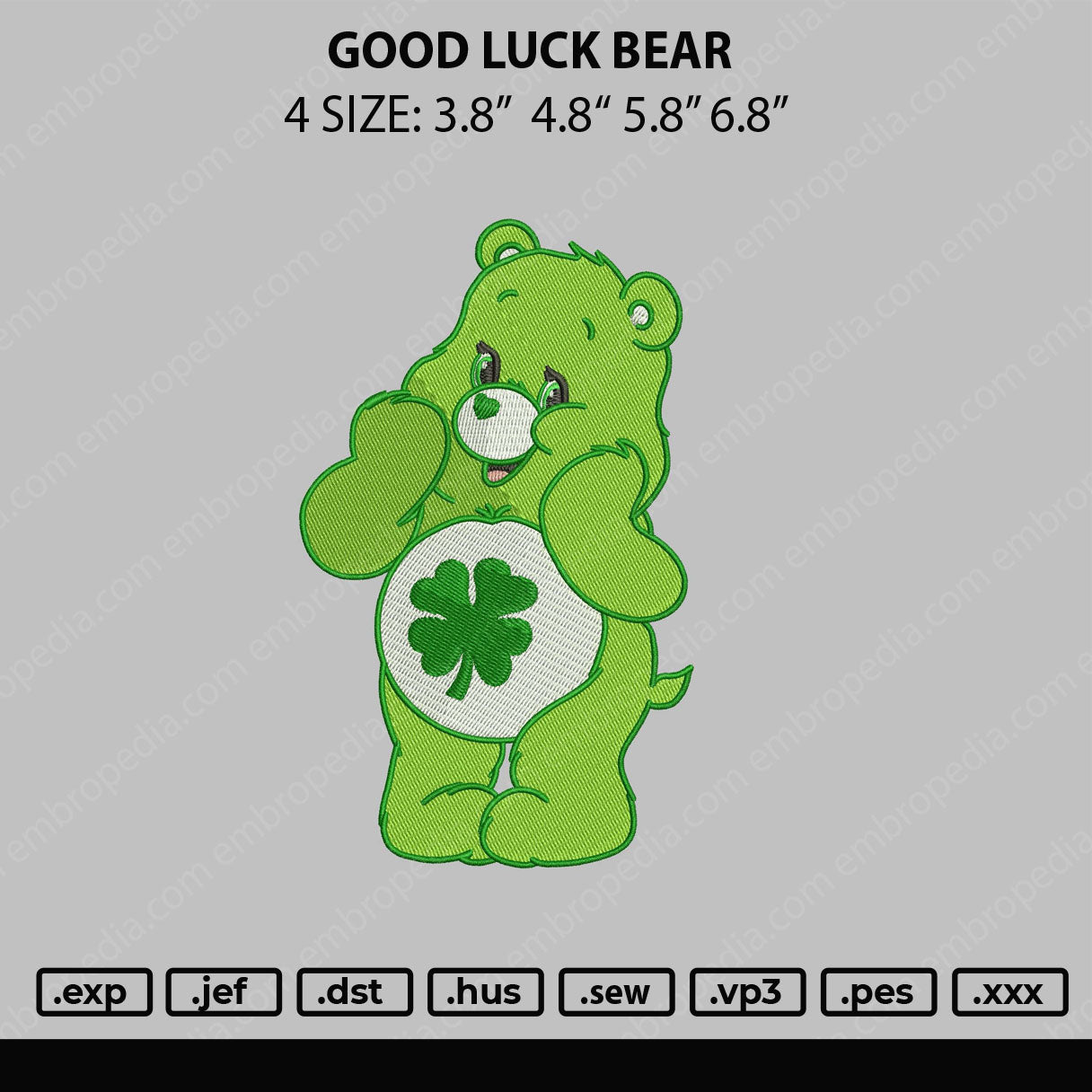 Good Luck Bear Embroidery File 4 size