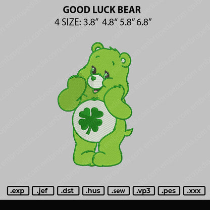 Good Luck Bear Embroidery File 4 size