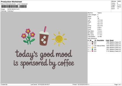 Good Mood Embroidery Machine Design File 6 sizes