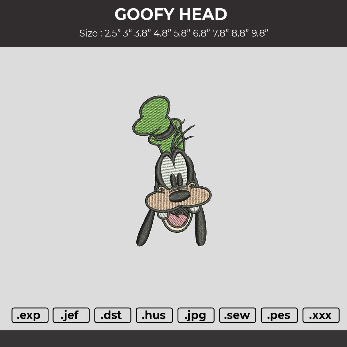 Goofyhead 001 Embroidery File 6 sizes