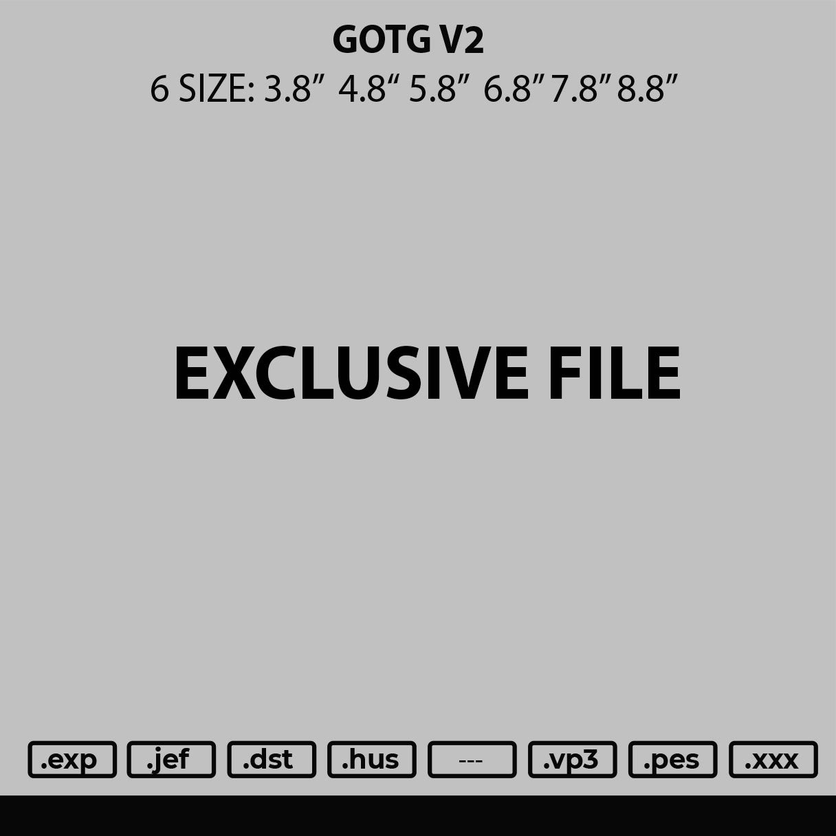Gotg V2 Embroidery File 6 sizes