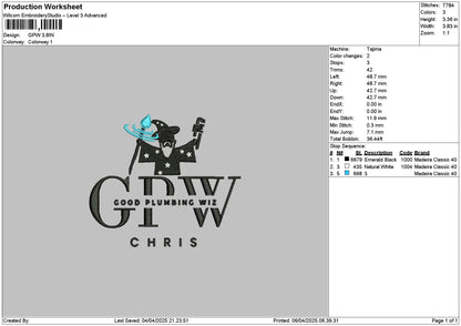 Gpwtext Embroidery File 6 sizes