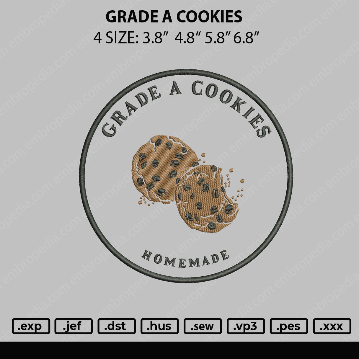 Grade A Cookie Embroidery File 4 size