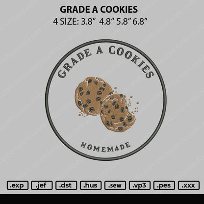 Grade A Cookie Embroidery File 4 size