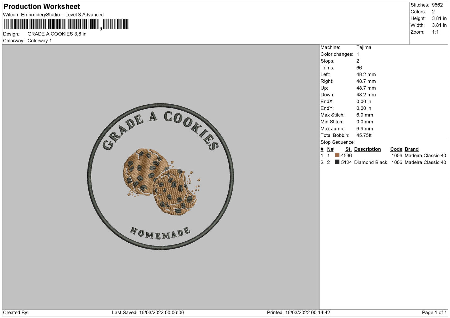 Grade A Cookie Embroidery File 4 size