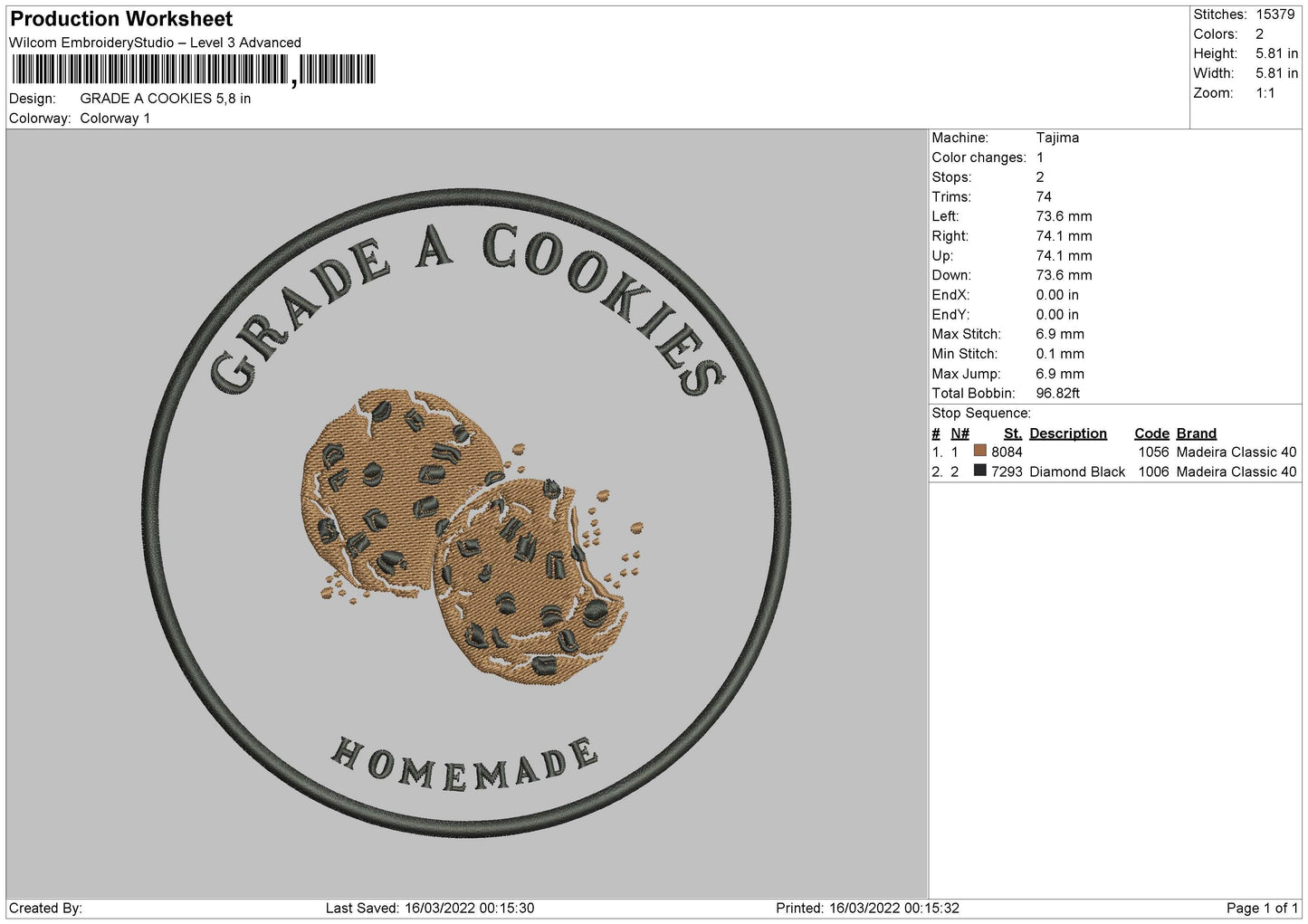 Grade A Cookie Embroidery File 4 size