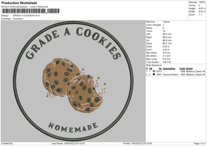 Grade A Cookie Embroidery File 4 size