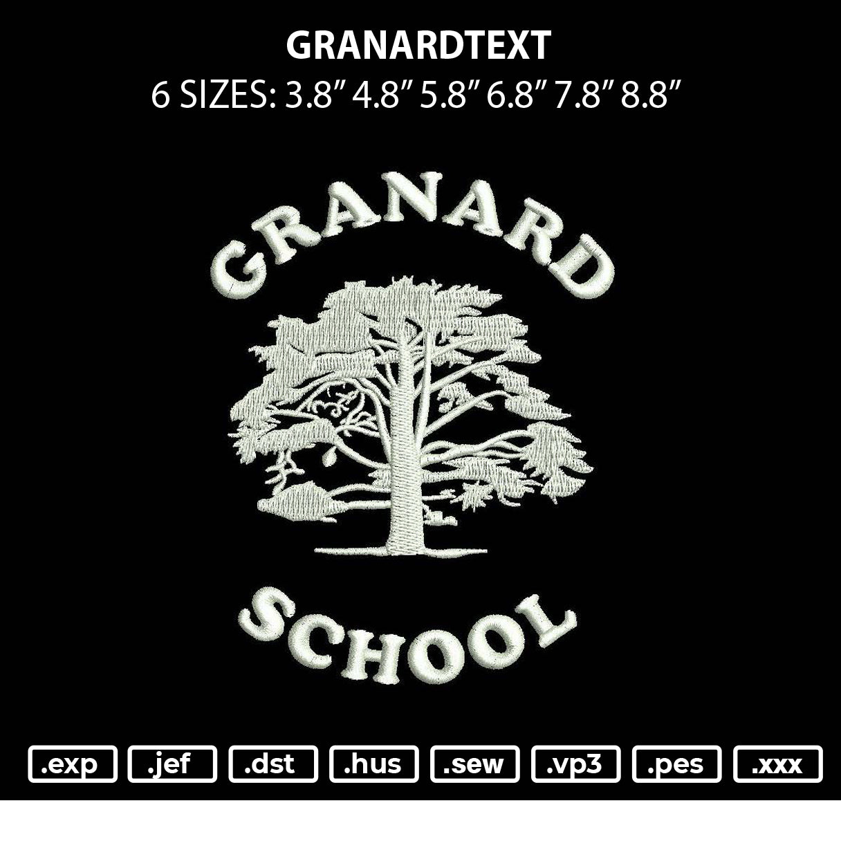 Granardtext Embroidery File 6 sizes