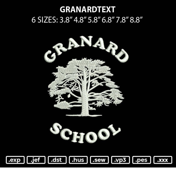 Granardtext Embroidery File 6 sizes