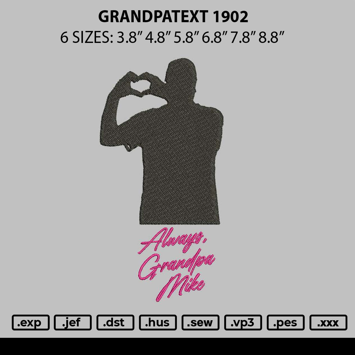 Grandpatext 1902 Embroidery File 6 sizes