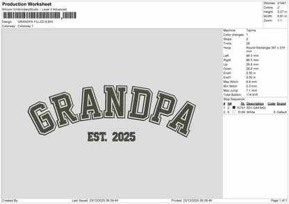 MAMA DADA GRANDMA GRANDPA Embroidery File BUNDLE