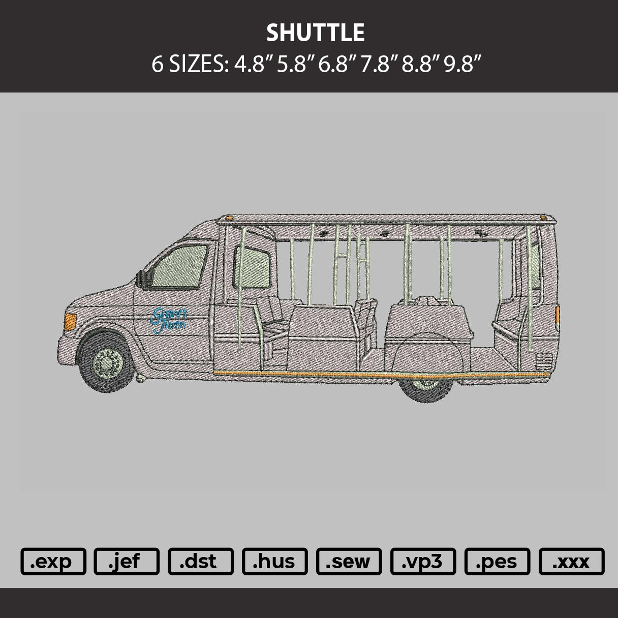 Shuttle Embroidery Machine Design File 6 sizes