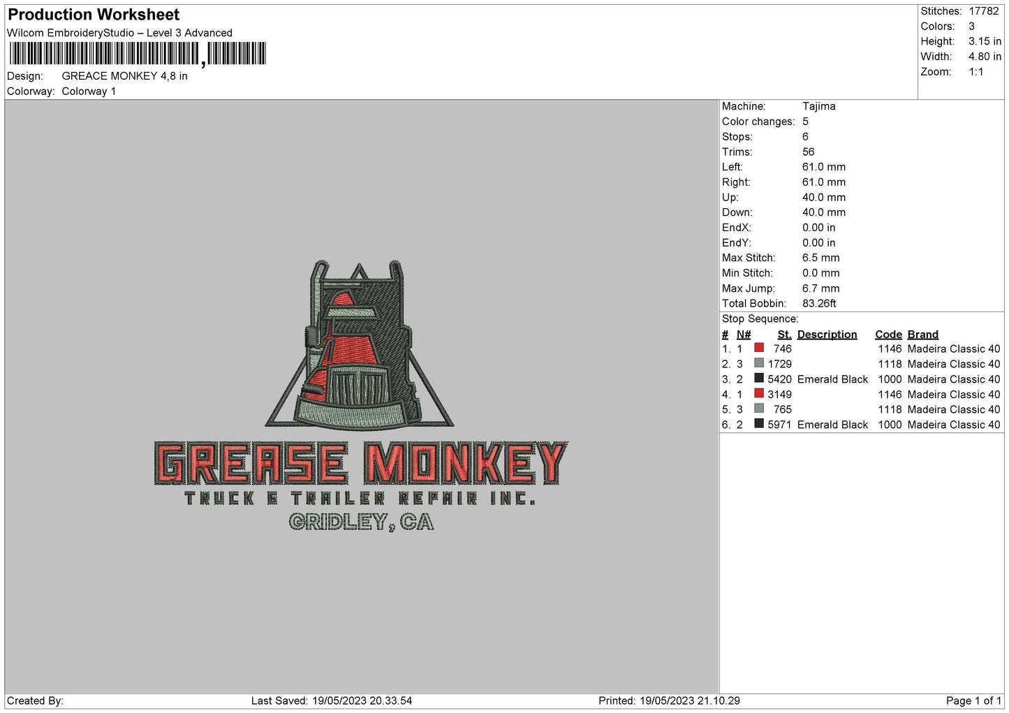 Greace Monkey Embroidery File 6 sizes