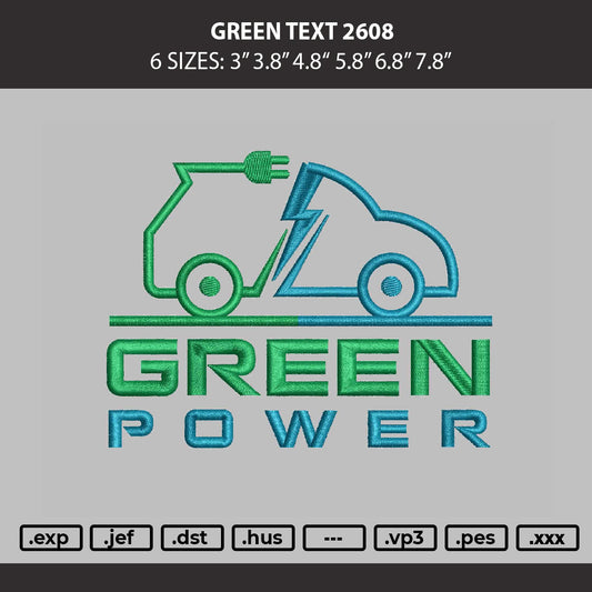 Green Text 2608 Embroidery Machine Design File 6 sizes