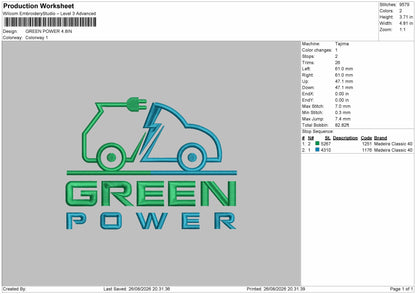 Green Text 2608 Embroidery Machine Design File 6 sizes