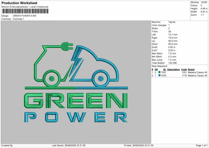 Green Text 2608 Embroidery Machine Design File 6 sizes