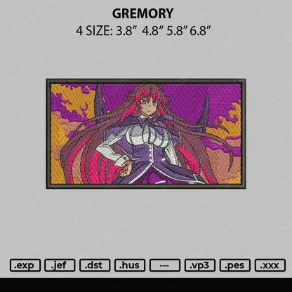 Gremory Embroidery File 4 size