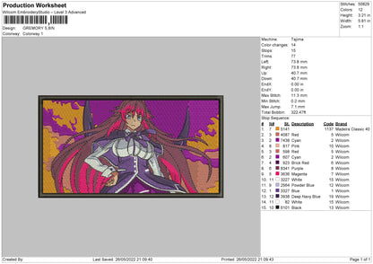 Gremory Embroidery File 4 size